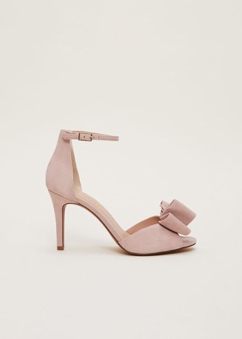 Phase Eight Suede Bow Front Heels Rose USA | 0836427-RY